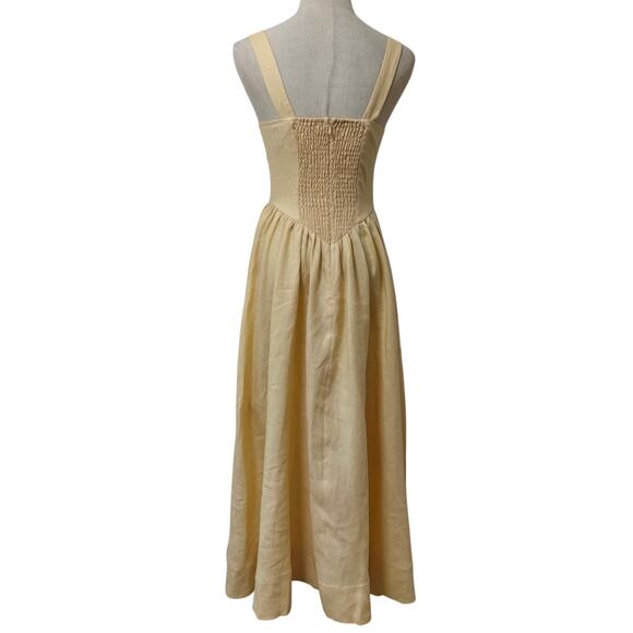 Reformation Butter Yellow Parmesan Balia Linen Dress US 6 - Picture 6 of 10